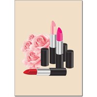 "Lipsticks & Roses" Wall Art Poster – Glam Up Your Space | Available in A3 & A4 Sizes