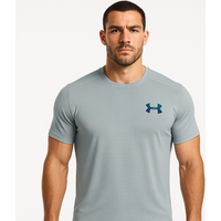 Under Armour Men's Heatgear Light Blue T-Shirt – Breathable, Fitted Gym & Training Top
