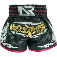 Authentic Embroidered 'AnotherBoxer' Black Muay Thai Boxing Shorts | (Asian XXL / UK L)