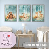 Woodland Forest Animal Nursery Posters - A3 Wall Art Set of 3 - Woodland Nursery Prints