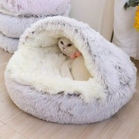 Small Cat Bed – Light Grey & White – Soft Cosy Bed for Kittens & Small Cats