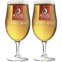 Madri Excepcional Pint Glasses – Set of 2 – Nucleated Stemmed Beer Glasses – 568ml