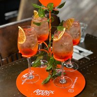Aperol Spritz Glass Tree Stand with 4 Original Glasses – Cocktail Display Set
