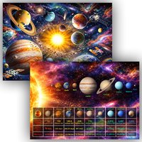 Solar System Poster Set - A3, Set of 2 - Educational Planets Chart & Space Wall Art - Kids Learning Science Poster