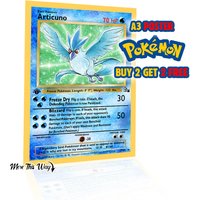 Articuno Pokémon Card Poster A3 – Retro Anime Gamer Wall Art Print