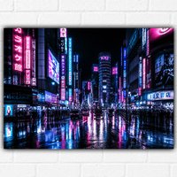Neon Tokyo Street Poster A3 – Cyberpunk Japan Wall Art Print – Tokyo Night City Neon Lights Poster