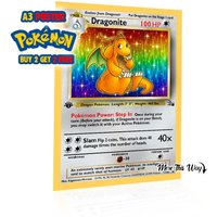 Dragonite Pokémon Card Poster A3 – Retro 1st Edition Trading Card Wall Art Print