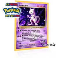 Mewtwo Pokémon Card Poster A3 – Mewtwo Retro Trading Card Wall Art Print – Anime