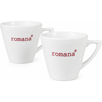 Romana Coffee Cups Set of 2 | White Ceramic Cappuccino Latte Cups 280ml