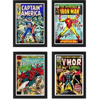 Retro Marvel Comic Book Posters A4 Size x4 Set | Classic & Official Wall Art - Order Framed or Unframed