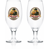 Birra Moretti Half Pint Beer Glasses Set of 2 | Official Stemmed Lager Pint Glasses