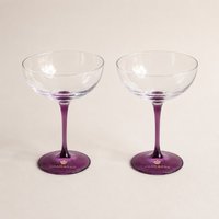 Chambord Champagne Coupe Glasses Set of 2 | Purple Stem Cocktail Glasses
