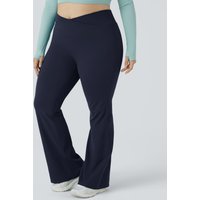 Halara DayStretch High Waisted Crossover Full Length Flare Plus Size Leggings - Midnight Blue - 4X