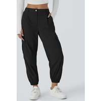 Halara Mid Rise Button Zipper Multiple Pockets Casual Cargo Joggers - Black - XL(regular)