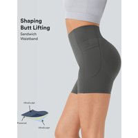 Halara Halara UltraSculpt™ High Waisted Scrunch Butt Lifting Tummy Control Pocket Shaping Workout Biker Shorts 5'' - Volcanic Ash - M