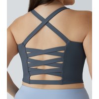 Halara Crisscross Backless Cropped Yoga Plus Size Tank Vest Top - Bering Sea - 1X