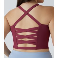 Halara Crisscross Backless Cropped Yoga Plus Size Tank Vest Top - Dry Rose - 1X
