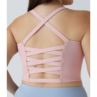 Halara Crisscross Backless Cropped Yoga Plus Size Tank Vest Top - Peachskin - 1X