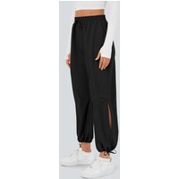 Halara Breezeful™ High Waisted Drawstring Side Pocket Split Hem Quick Dry Casual Joggers - Black - M