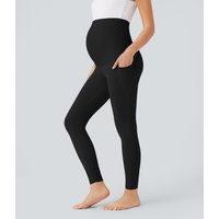 Halara SoftlyZero™ Super High Waisted Back Crossover Pocket 7/8 Yoga Maternity Leggings - Black - XL(7/8)