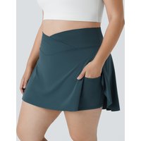 Halara Everyday SoftlyZero™ Airy Crossover Pocket 2-in-1 InstantCool Tennis Plus Size Skirt-Lucid - Ink Green - 4X