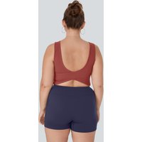 Halara U Neck Backless Crossover Plus Size Barre Ballet Dance Tank Vest Top - Marsala - 4X