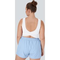 Halara U Neck Backless Crossover Plus Size Barre Ballet Dance Tank Vest Top - White - 4X