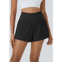 Halara SoftlyZero™ Airy Super High Waisted 2-in-1 InstantCool Yoga Shorts with Pockets - Black - XL