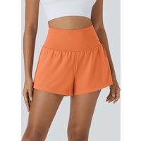 Halara SoftlyZero™ Airy Super High Waisted 2-in-1 InstantCool Yoga Shorts with Pockets - Dusty Orange - M