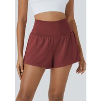 Halara SoftlyZero™ Airy Super High Waisted 2-in-1 InstantCool Yoga Shorts with Pockets - Madder Brown - XL