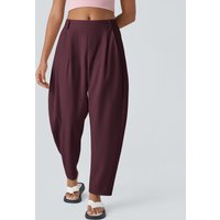 Halara Mid Rise Pocket Barrel Leg Work Trousers - Vineyard Wine - XL(regular)