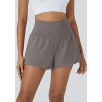 Halara SoftlyZero™ Airy Super High Waisted 2-in-1 InstantCool Yoga Shorts with Pockets - Steeple Gray - XL