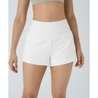Halara SoftlyZero™ Airy Super High Waisted 2-in-1 InstantCool Yoga Shorts with Pockets - White - XL