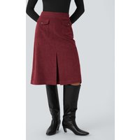 Halara Mid Rise Front Side Flap Pocket Midi Corduroy Casual Skirt - Pomegranate - XL(regular)