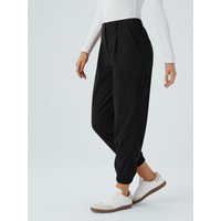 Halara Mid Rise Zipper Pockets Corduroy Casual Joggers - Black - XL(petite)