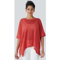 Halara Asymmetric Split Hem Sheer Oversize Casual Top - Rubicondo - XL