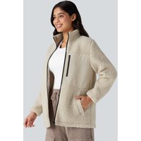Halara Stand Collar Zip Fly Relaxed Hiking Teddy Jacket with Pockets - Almond Milk - XL