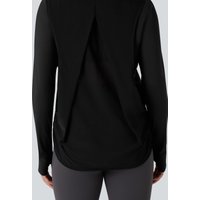 Halara SoftlyZero™ Airy Long Sleeve Thumb Holes Contrast Mesh Cut-out Yoga Sports Top - Black - XL