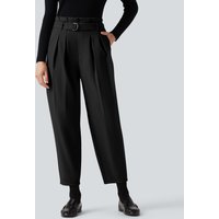 Halara SoftlyZero™ Plush Thermal Super High Waisted Belted Tapered Work Trousers with Pockets - Black - XL(regular)