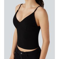 Halara Deep V-neck Adjustable Strap Casual Cami Top - Black - XL