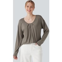 Halara Round Neck Raglan Long Sleeve Casual Top - Moon Rock - XL