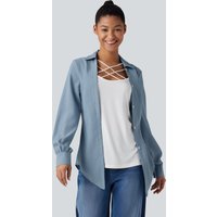 Halara Wrinkle Recovery Collar Crisscross Curved Hem Color Block 2-in-1 Casual Shirt - Mountain Spring - XL
