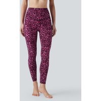 Halara Halara UltraSculpt™ Leopard Print High Waisted Tummy Control Yoga Leggings with Pockets - Black and Fuchsia Leopard Print - XL(full_length)