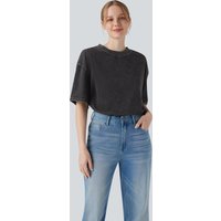 Halara Halara Flex™ Round Neck Short Sleeve Denim Casual T-Shirt - Hemp Rope Black Denim - XL(regular)