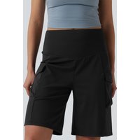 Halara Mid Rise Cargo Yoga Baggy Shorts with Pockets - Black - XS