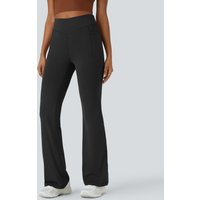 Halara Halara UltraSculpt™ Mid Rise Tummy Control Pocket Running Full Length Flared Leggings - Black - XL(regular)