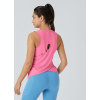 Halara Cut Out Crossover Hem Solid Yoga Tank Vest Top - Bubblegum - XS