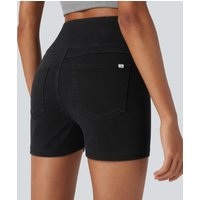 Halara Halara Flex™ High Waisted Crossover Pocket Denim Casual Shorts 3" - Black Denim - XL