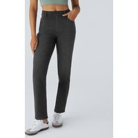 Halara Halara Flex™ High Waisted Pockets Straight Leg Washed Casual Jeans - Deep Ink Black Denim - L(petite)