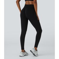 Halara Seamless Flow High Waisted Ruched 7/8 Yoga Leggings - Black - XL(full_length)